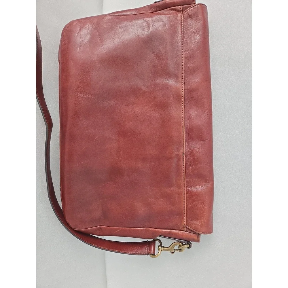 Fossil Explorer Lg Brown Leather Fold Over Messenger Satchel Bag 12